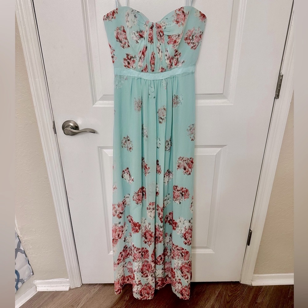 BCBGMaxazria strapless chiffon gown